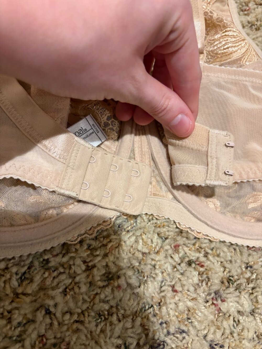 Wacoal 38D Tulip Embroidery Lace Bra Nude Tan 85702 - Picture 6 of 11